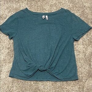 Zella Green Tie Front Short Sleeve Tee